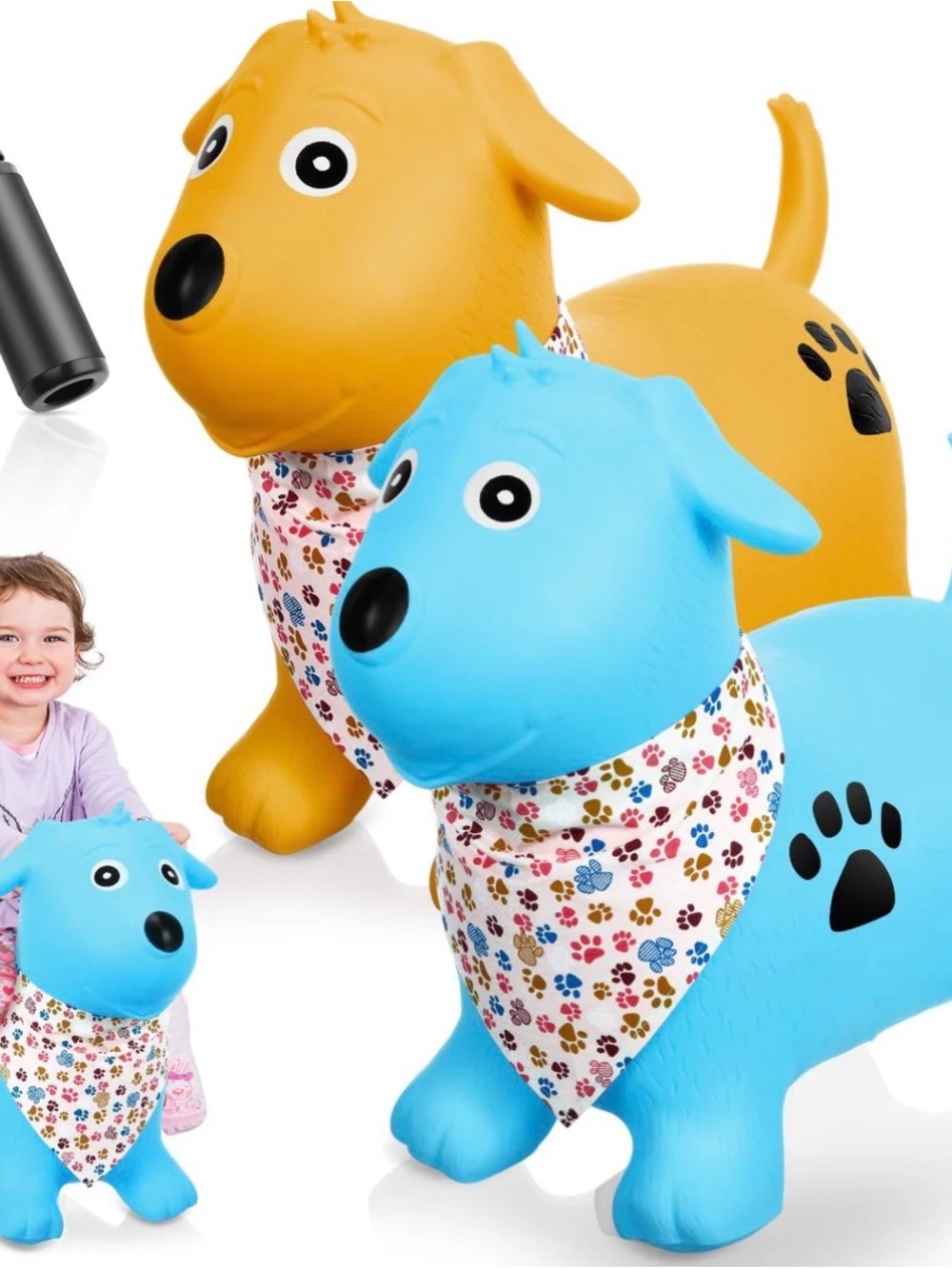 Inflatable Dog Hopper Toy — Blue and Yellow Playmates